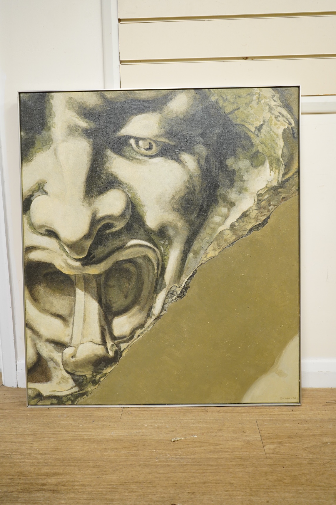 David Shaw (1952-1989), Study of a gargoyle, signed and dated '78, oil on canvas, 81 x 71cm